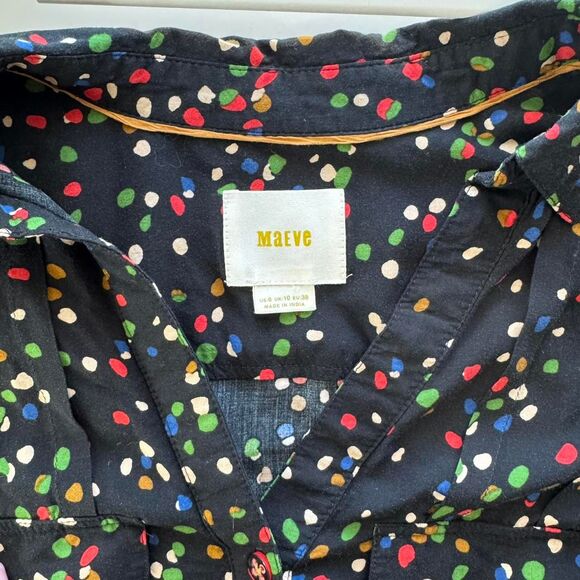 Anthropologie MAEVE Button Up Short with Multicolored Polka Dots. Whimsy. Artsy - Picture 2 of 8
